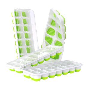 Flexible 14-Ice Cube Trays with Spill-Resistant